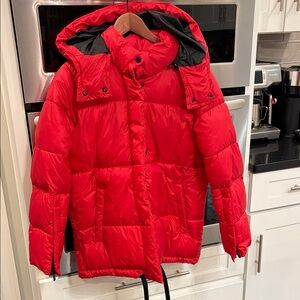 Steve Madden Red Puffer Jacket with Hood size small new no tags